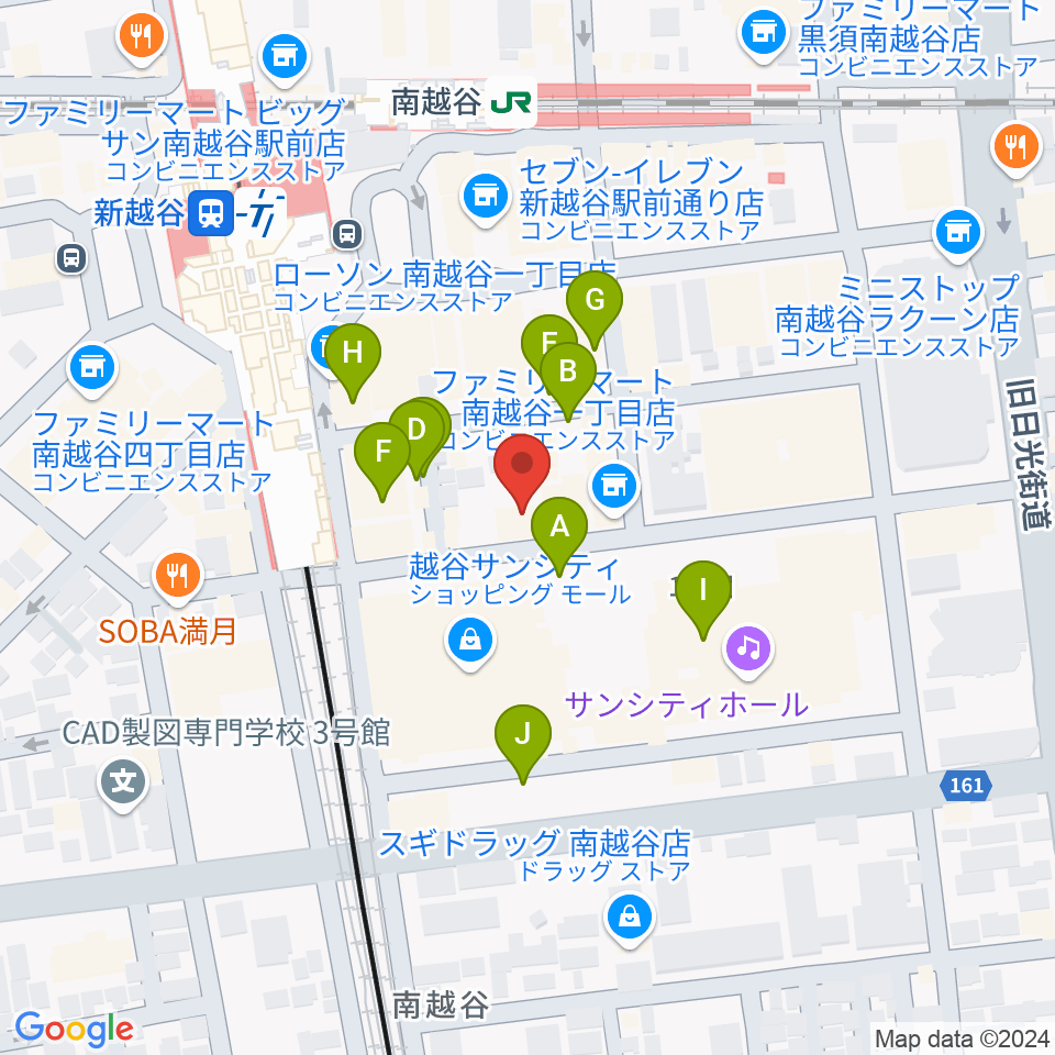 ミリオン楽器 南越谷店周辺の駐車場・コインパーキング一覧地図