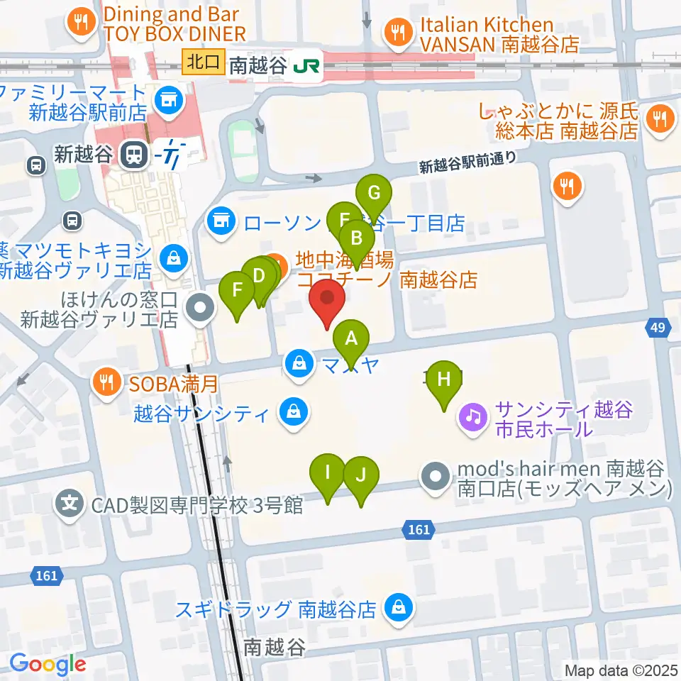 ミリオン楽器 南越谷店周辺の駐車場・コインパーキング一覧地図