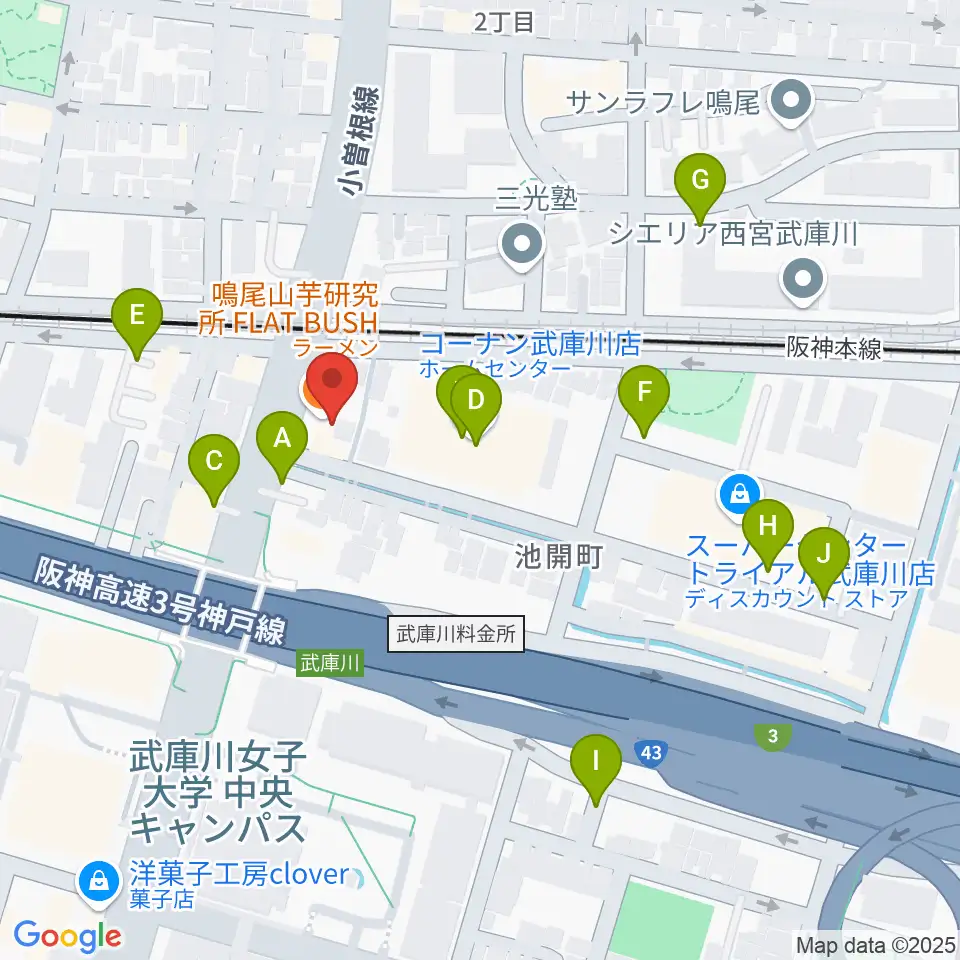 森岡楽器 西宮本店周辺の駐車場・コインパーキング一覧地図