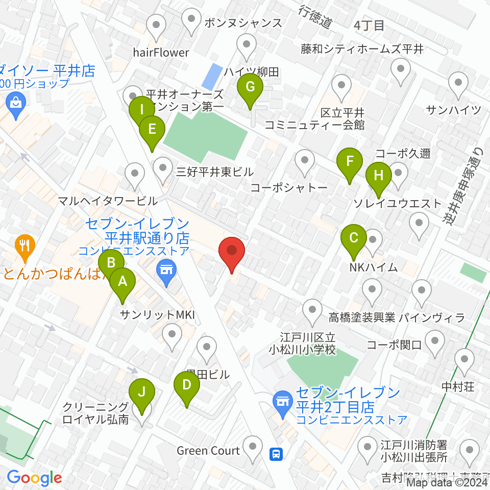 向山楽器店周辺の駐車場・コインパーキング一覧地図