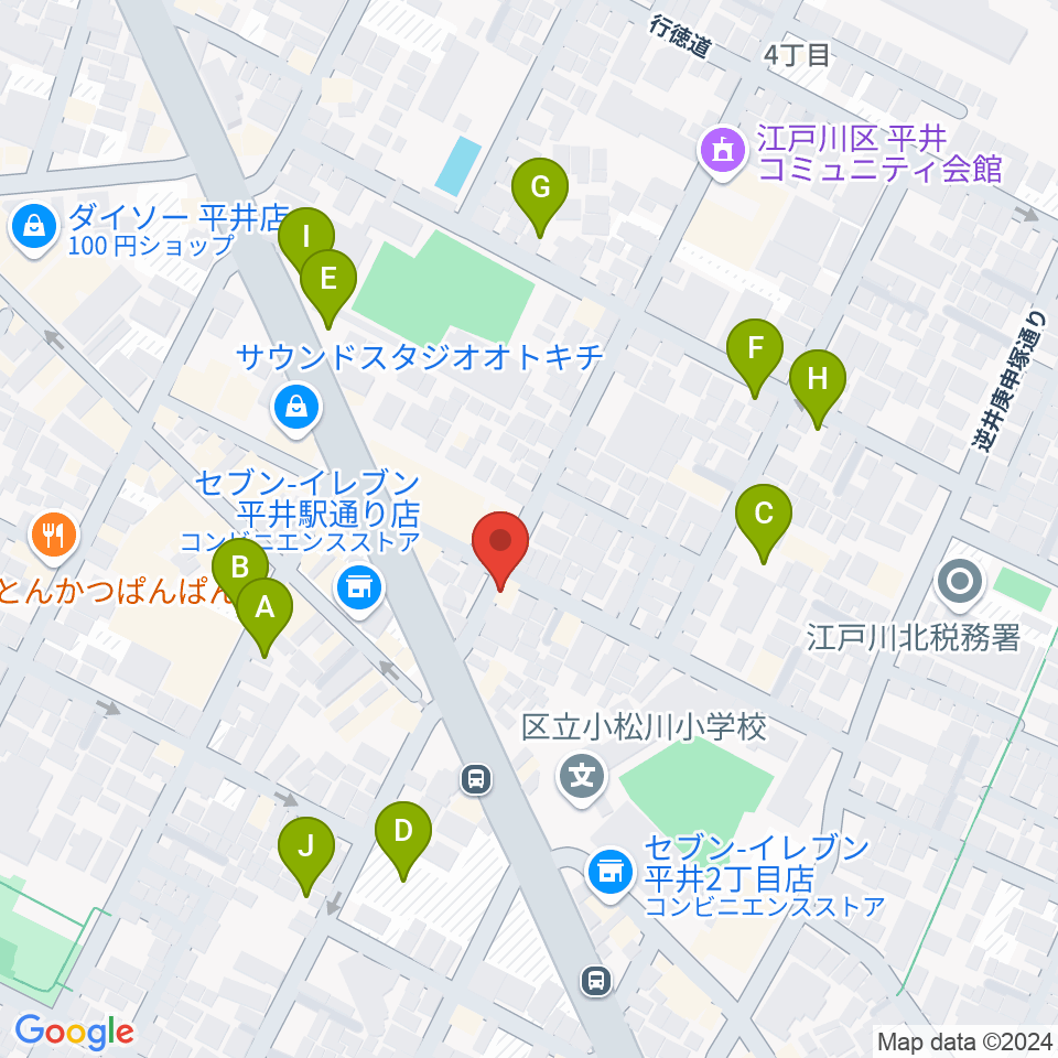 向山楽器店周辺の駐車場・コインパーキング一覧地図