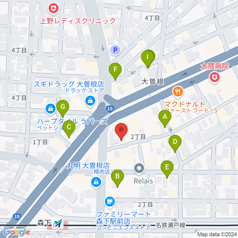 ミューズ音楽館周辺の駐車場・コインパーキング一覧地図