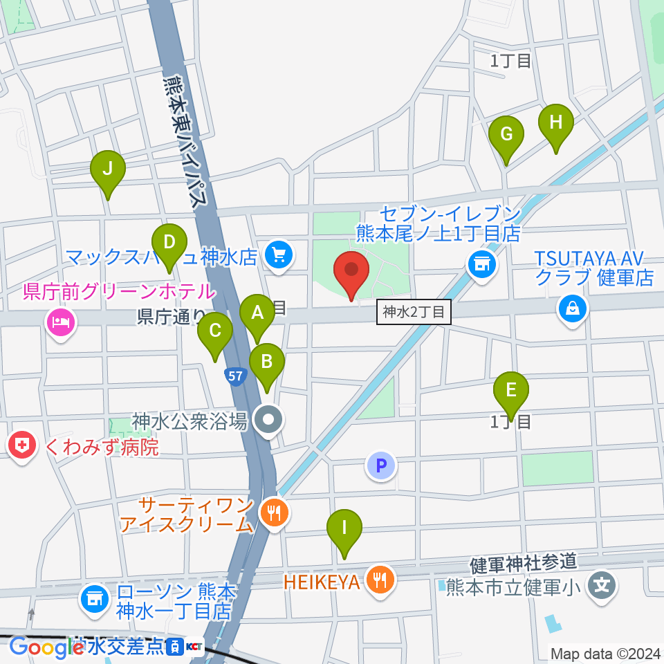 くまもとピアノ周辺の駐車場・コインパーキング一覧地図