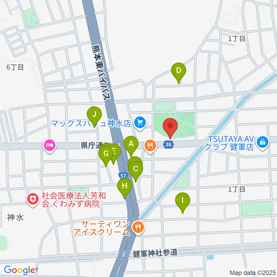 くまもとピアノ周辺の駐車場・コインパーキング一覧地図