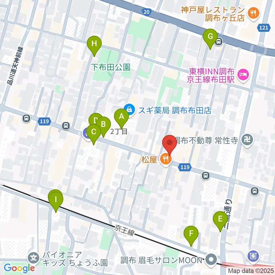 大西楽器店周辺の駐車場・コインパーキング一覧地図
