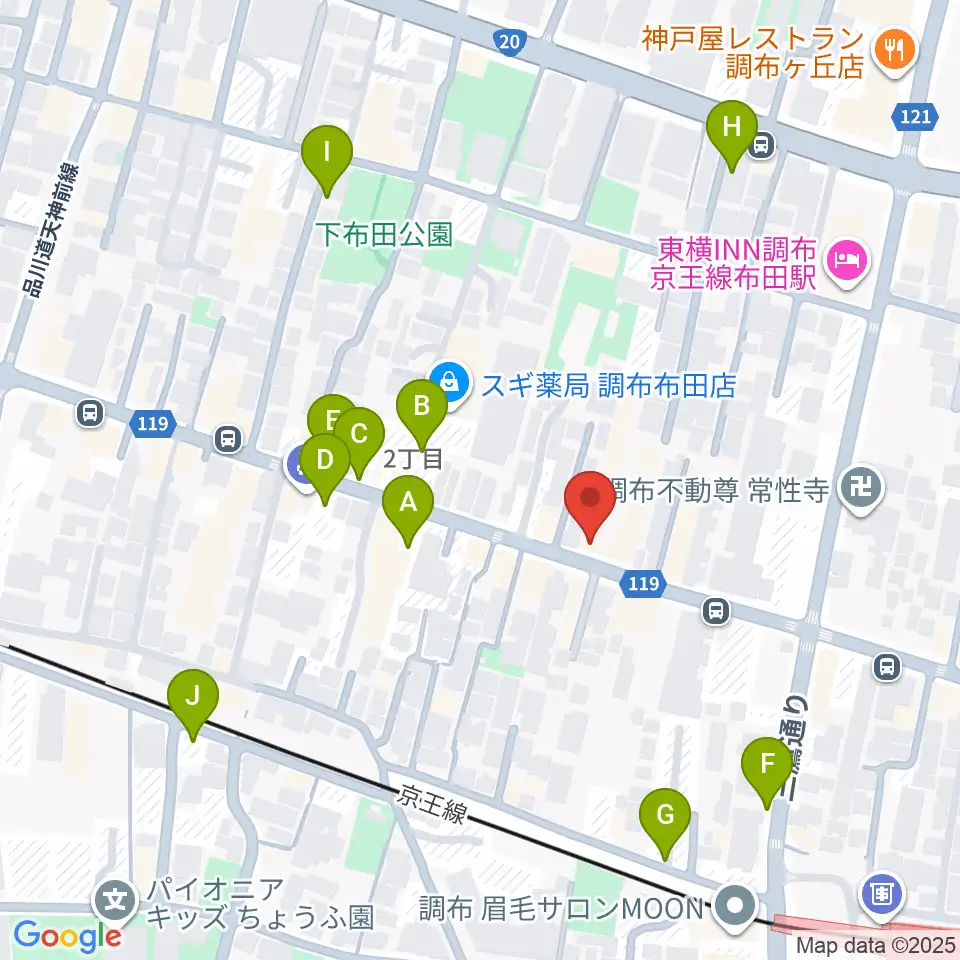 大西楽器店周辺の駐車場・コインパーキング一覧地図