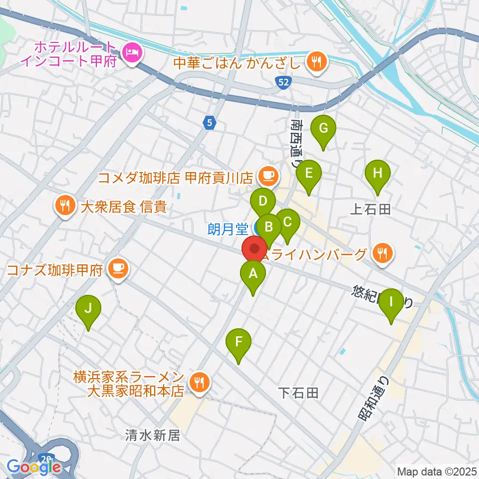 ふるや楽器店周辺の駐車場・コインパーキング一覧地図