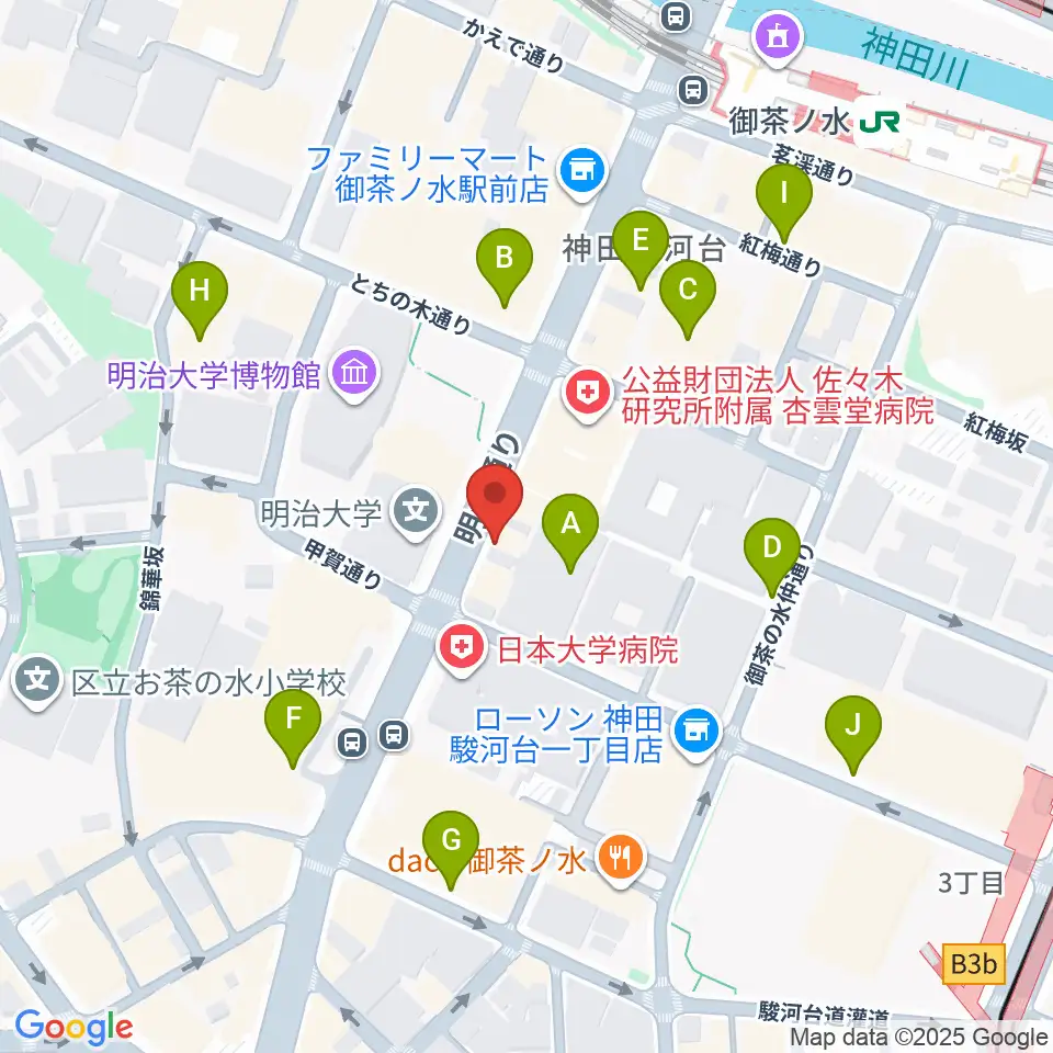 御茶ノ水楽器センター周辺の駐車場・コインパーキング一覧地図