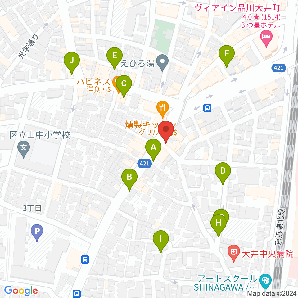 シブヤ楽器店周辺の駐車場・コインパーキング一覧地図