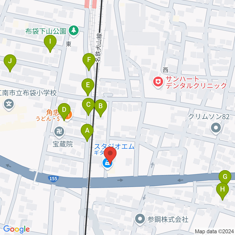 スタジオエム周辺の駐車場・コインパーキング一覧地図