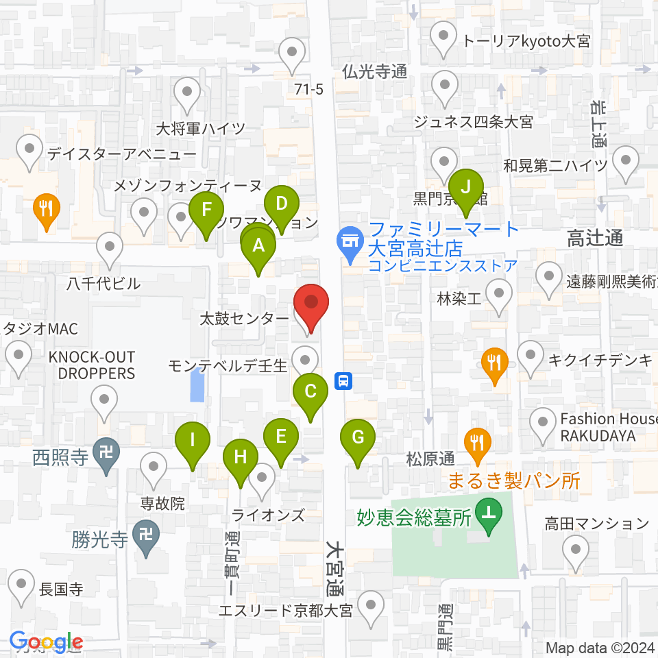 太鼓センター TAIKO-LAB京都周辺の駐車場・コインパーキング一覧地図
