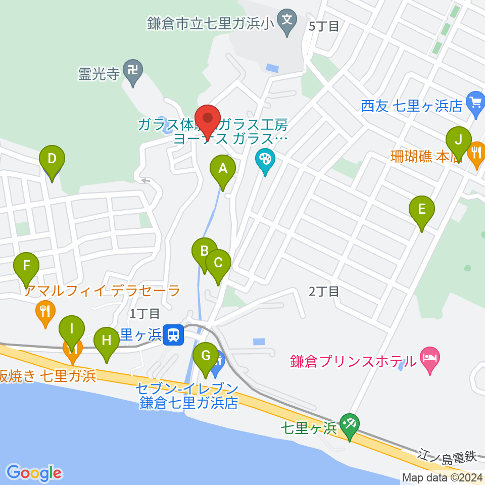 ウクレレスタジオ七里ケ浜周辺の駐車場・コインパーキング一覧地図