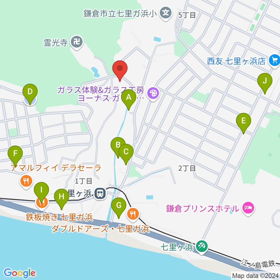 ウクレレスタジオ七里ケ浜周辺の駐車場・コインパーキング一覧地図