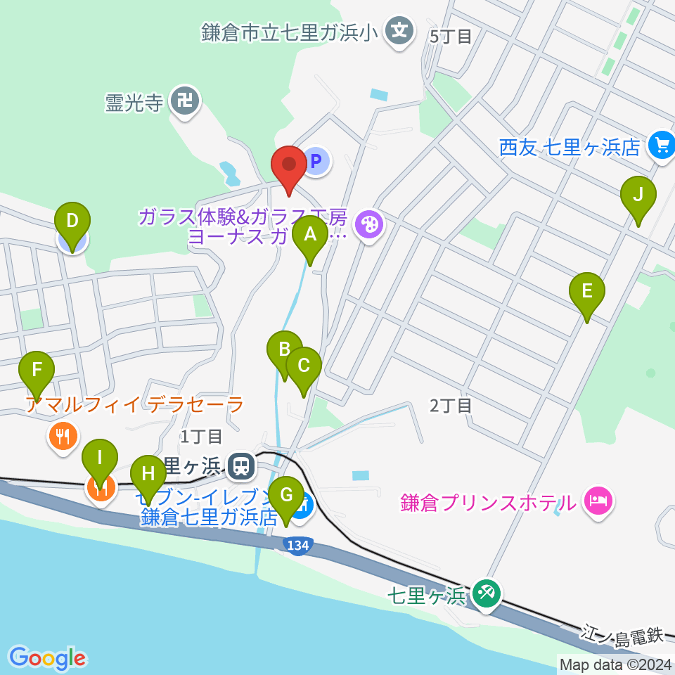 ウクレレスタジオ七里ケ浜周辺の駐車場・コインパーキング一覧地図