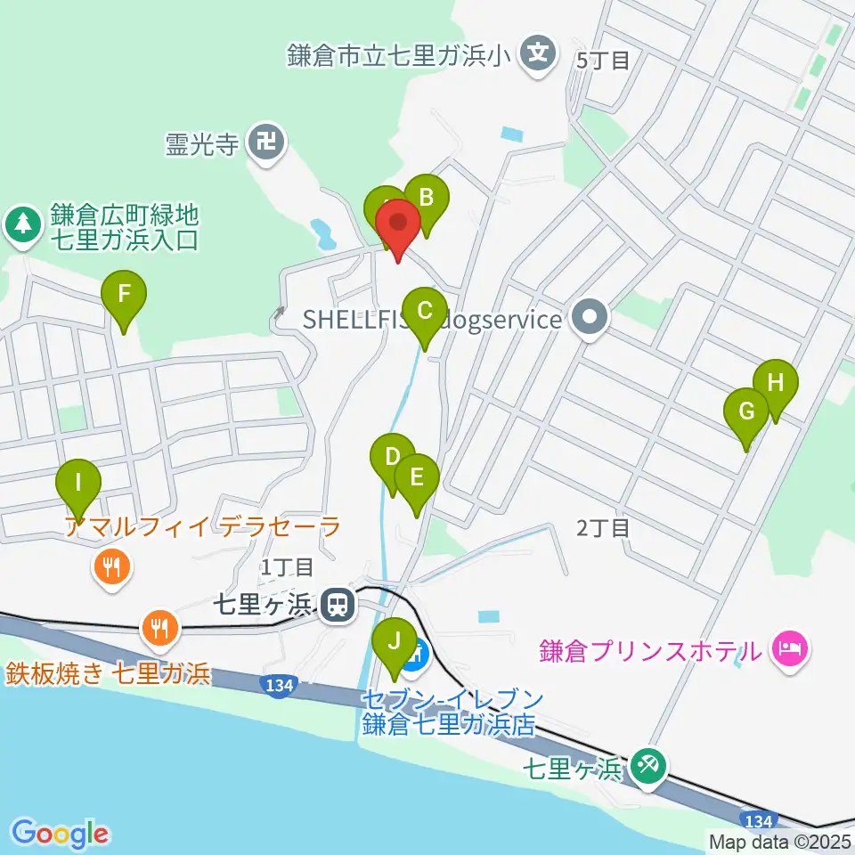 ウクレレスタジオ七里ケ浜周辺の駐車場・コインパーキング一覧地図