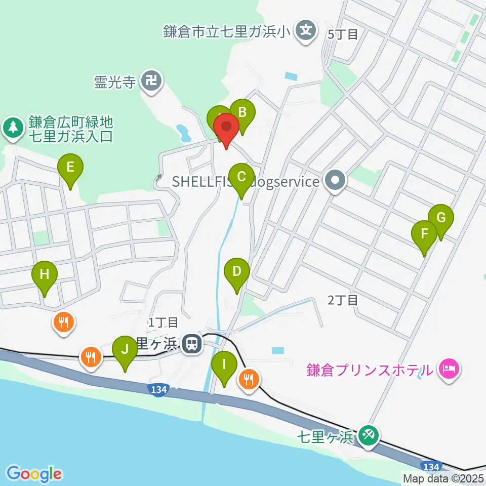 ウクレレスタジオ七里ケ浜周辺の駐車場・コインパーキング一覧地図