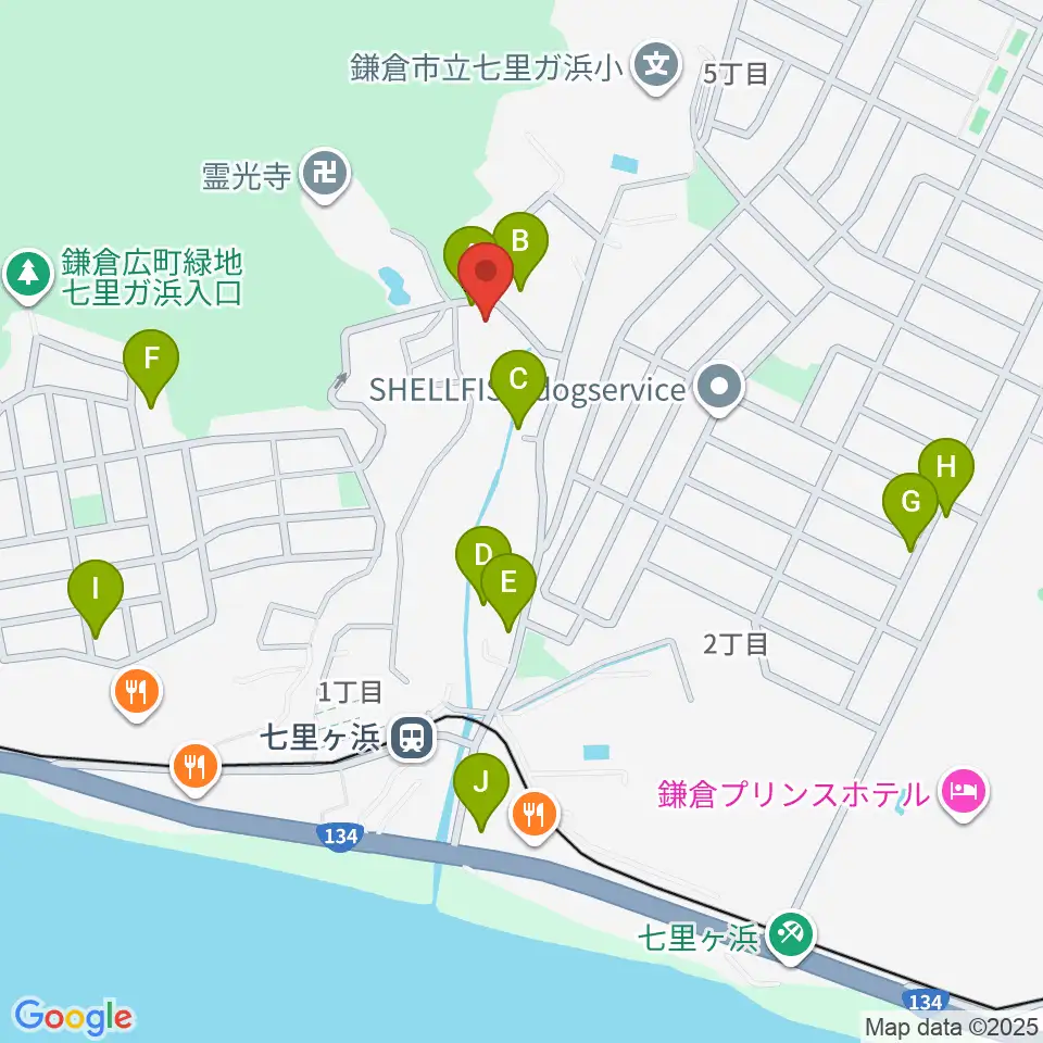 ウクレレスタジオ七里ケ浜周辺の駐車場・コインパーキング一覧地図