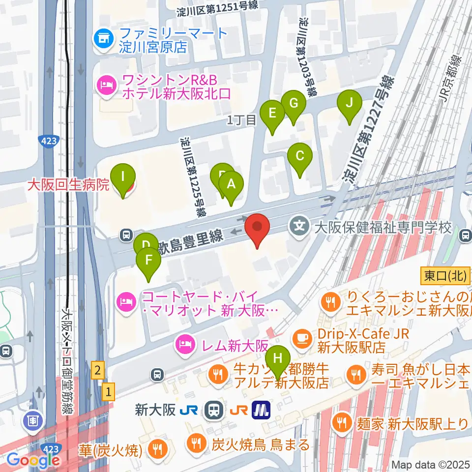 松尾弦楽器 大阪本店周辺の駐車場・コインパーキング一覧地図