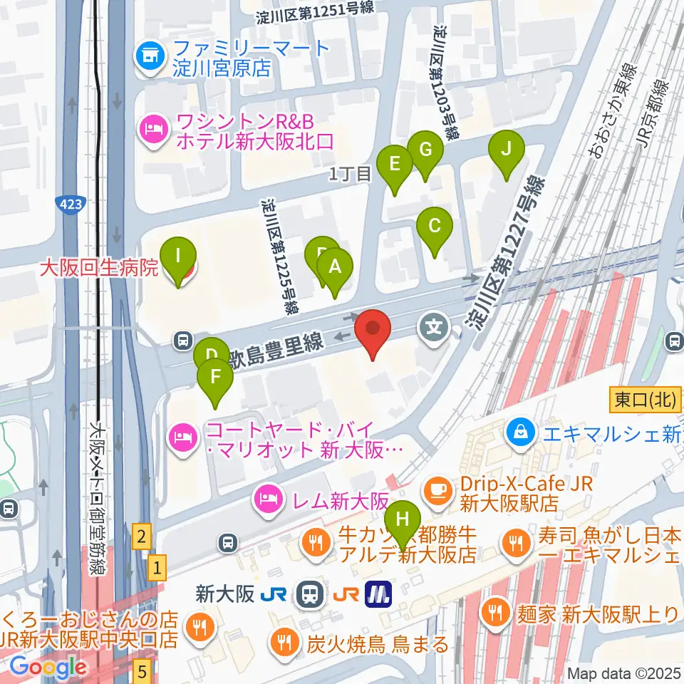 松尾弦楽器 大阪本店周辺の駐車場・コインパーキング一覧地図