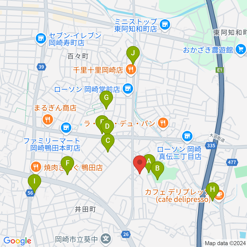 ヴィルトゥオーゾ岡崎店周辺の駐車場・コインパーキング一覧地図