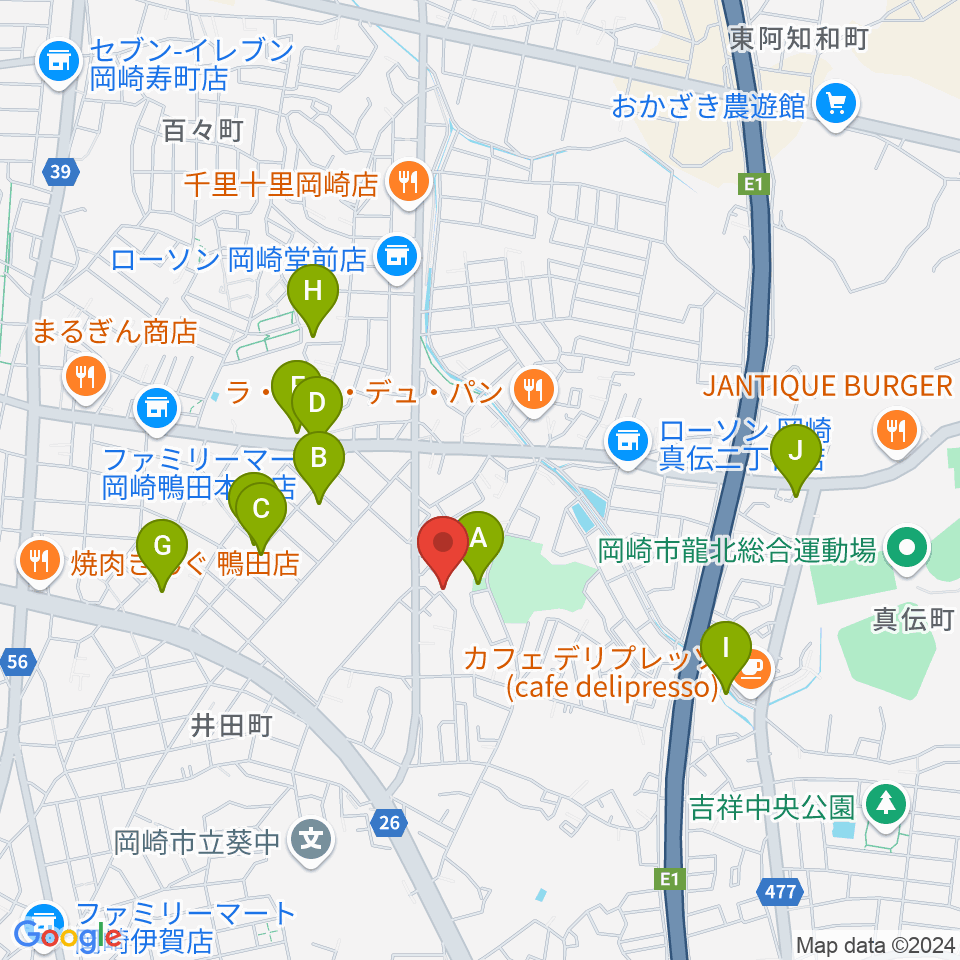 ヴィルトゥオーゾ岡崎店周辺の駐車場・コインパーキング一覧地図