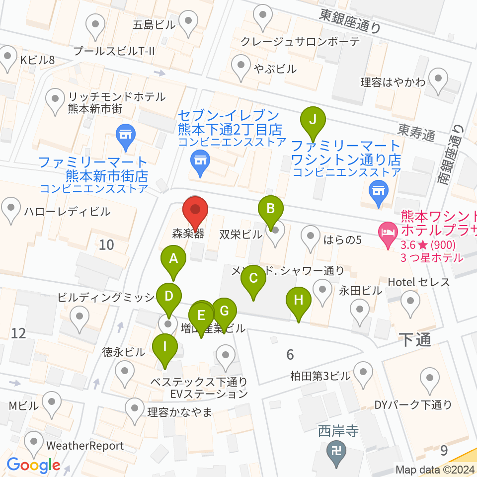 和楽器市場（森楽器）周辺の駐車場・コインパーキング一覧地図