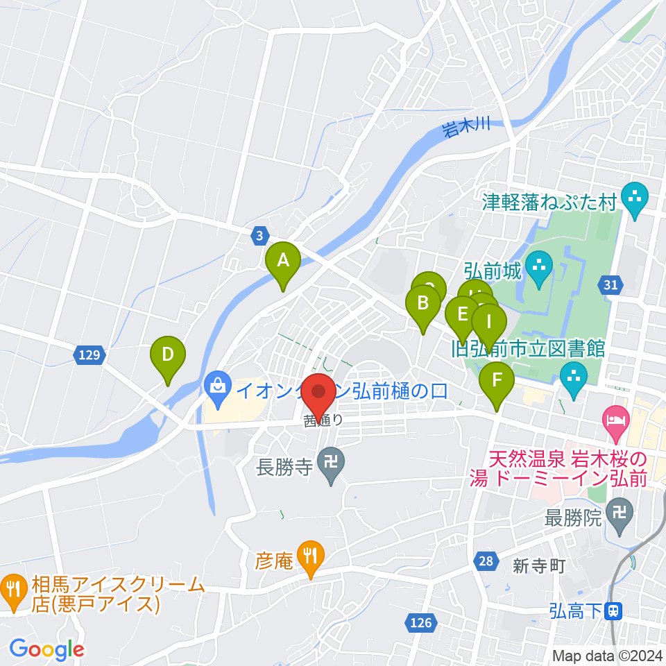 津軽三味線 まんじ三味線店周辺の駐車場・コインパーキング一覧地図