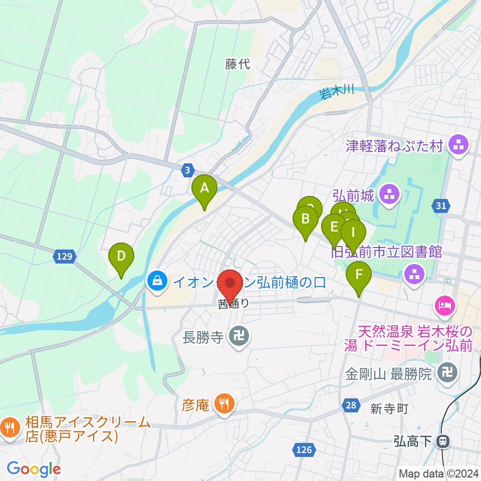 津軽三味線 まんじ三味線店周辺の駐車場・コインパーキング一覧地図