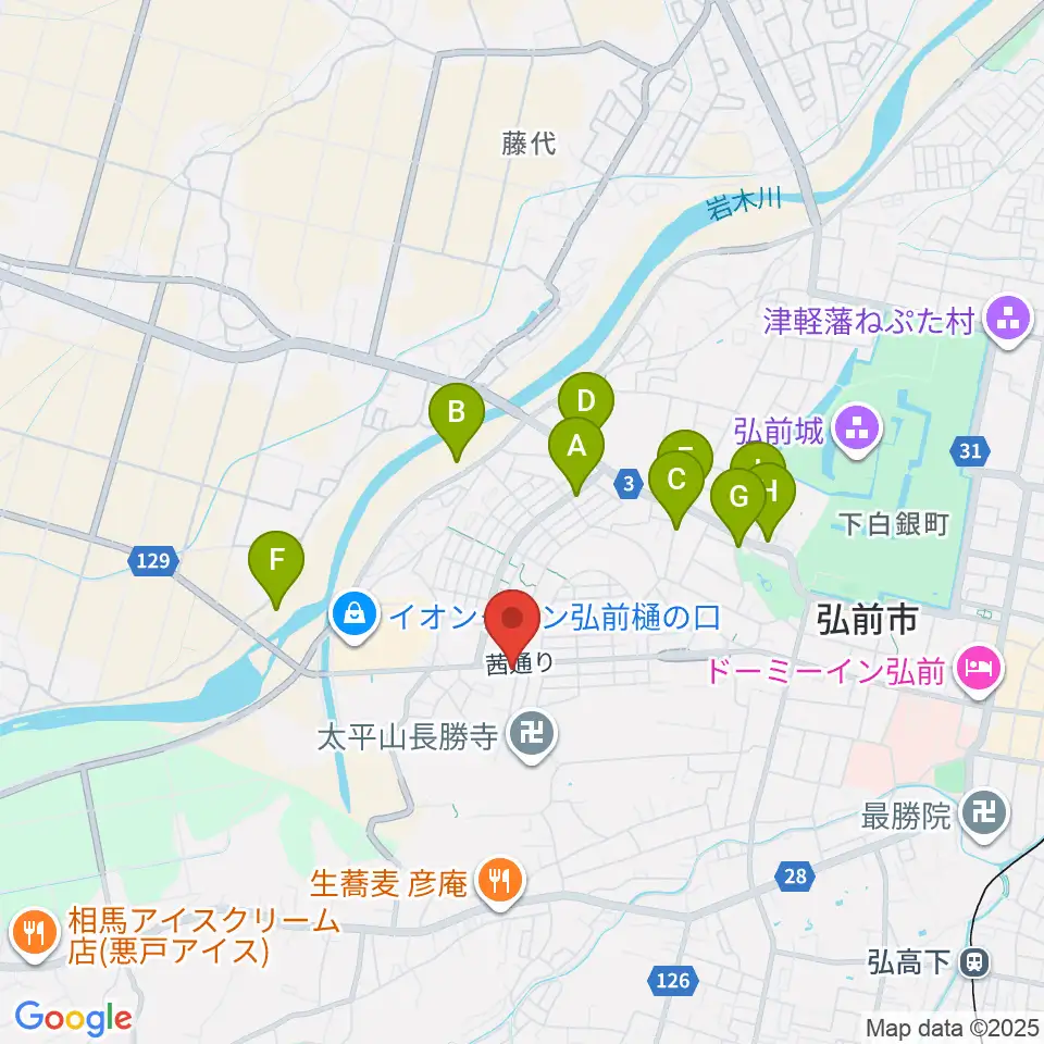 津軽三味線 まんじ三味線店周辺の駐車場・コインパーキング一覧地図