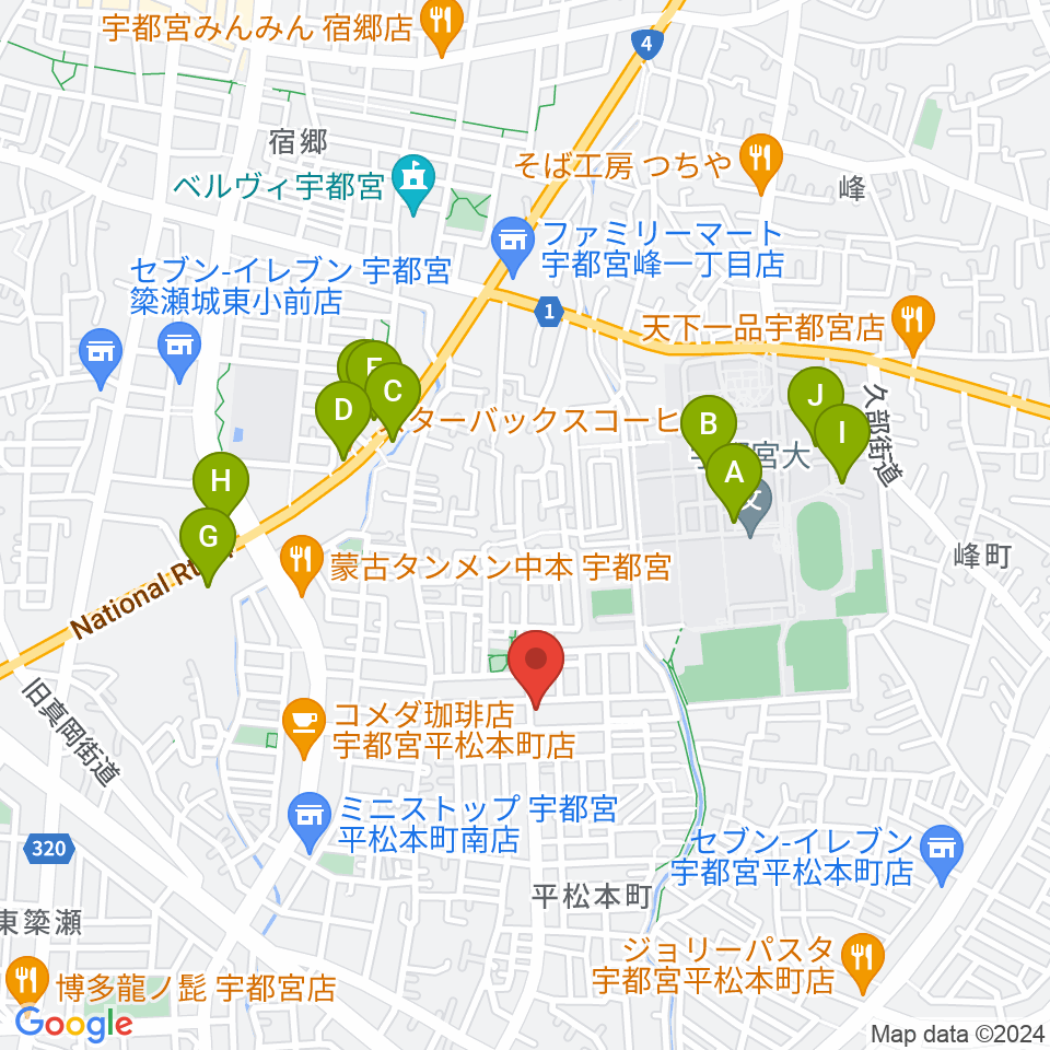 宇都宮JIVE Studio周辺の駐車場・コインパーキング一覧地図