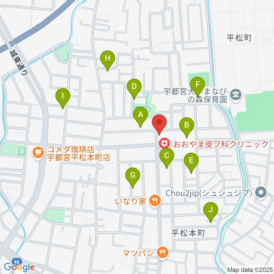 宇都宮JIVE Studio周辺の駐車場・コインパーキング一覧地図