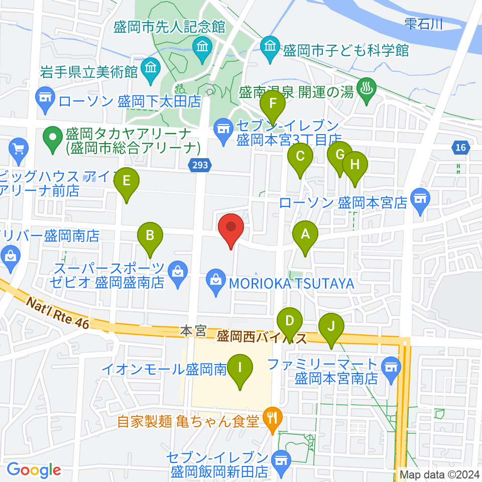 REDHOT盛岡周辺の駐車場・コインパーキング一覧地図