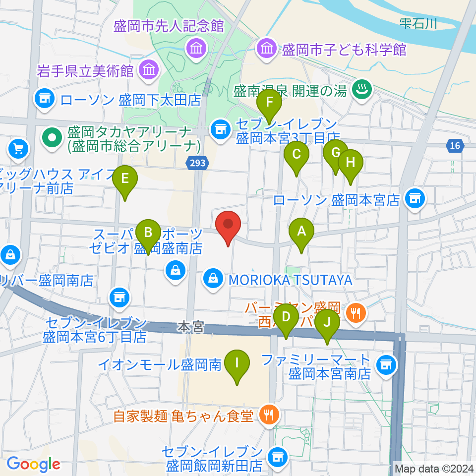 REDHOT盛岡周辺の駐車場・コインパーキング一覧地図