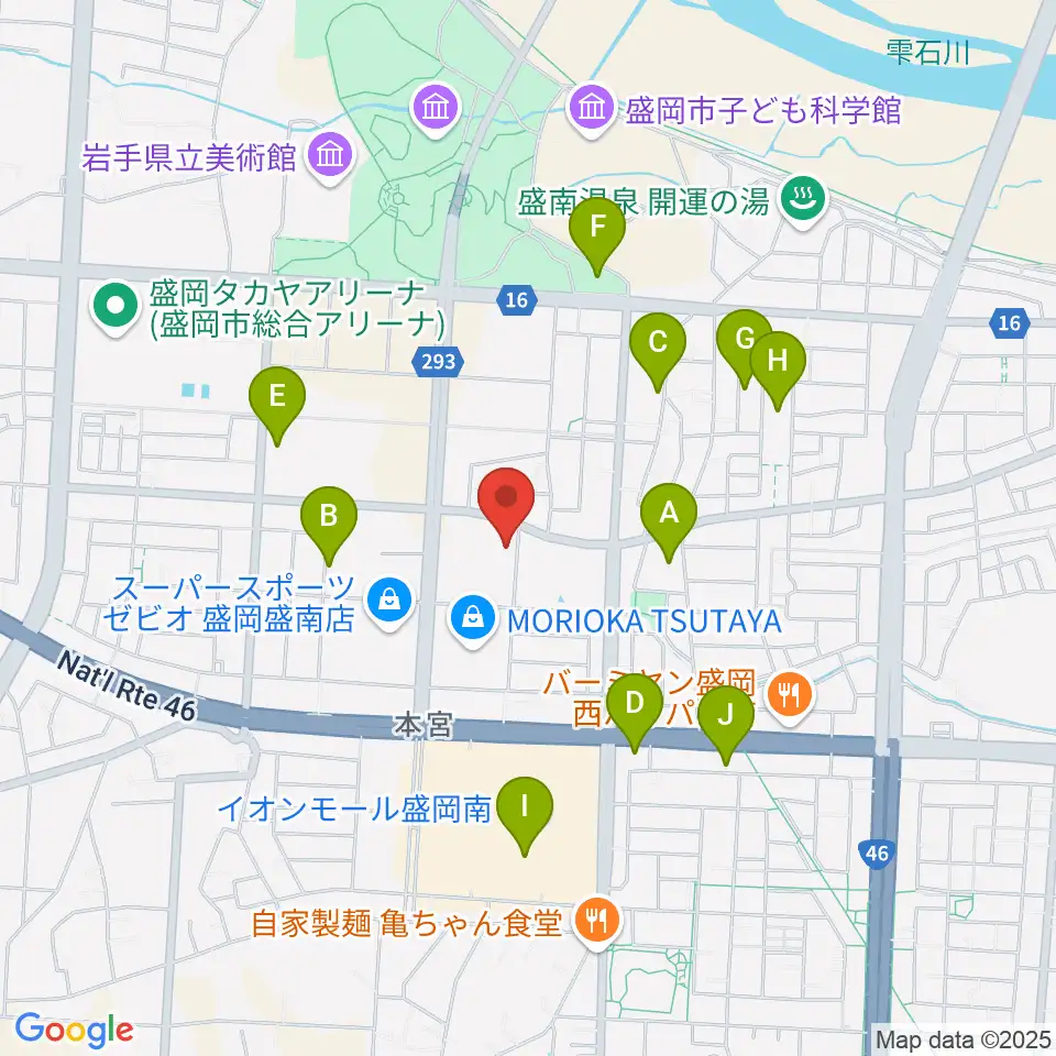 REDHOT盛岡周辺の駐車場・コインパーキング一覧地図