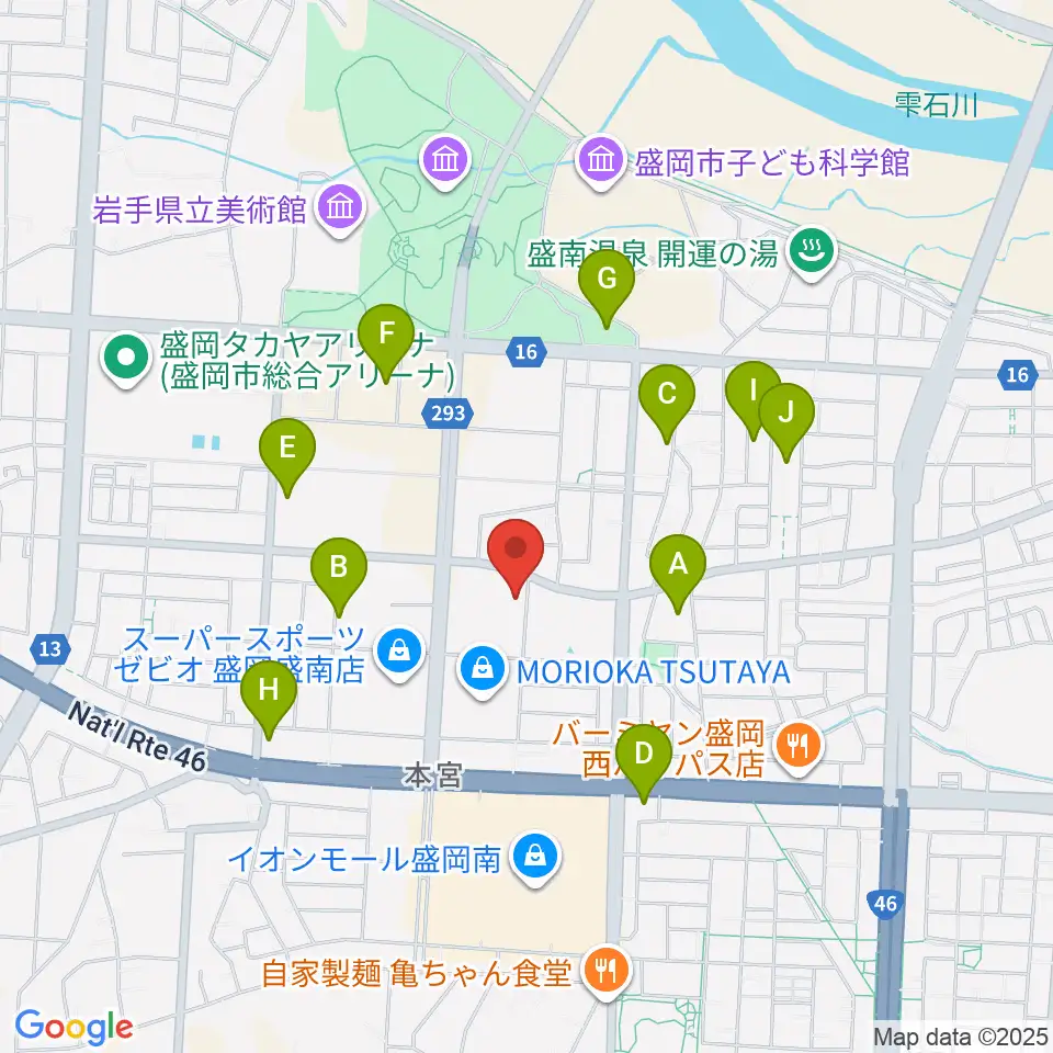 REDHOT盛岡周辺の駐車場・コインパーキング一覧地図