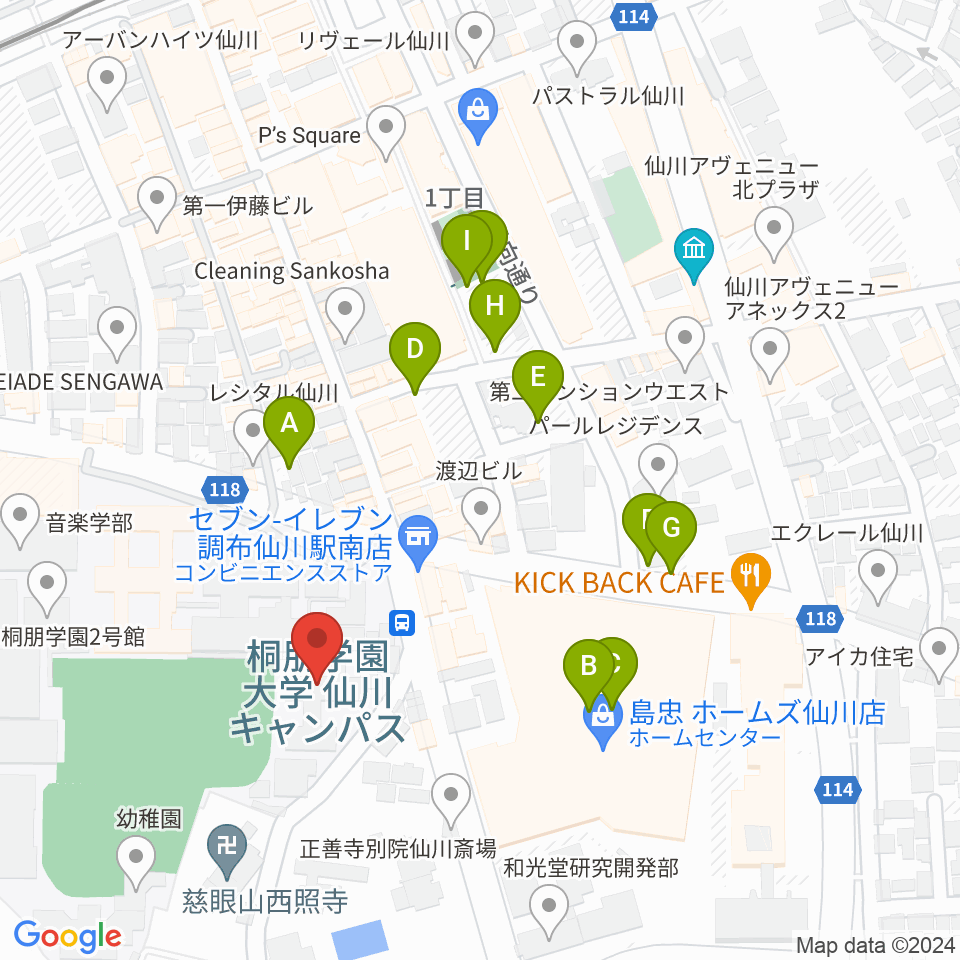 桐朋学園大学音楽学部周辺の駐車場・コインパーキング一覧地図