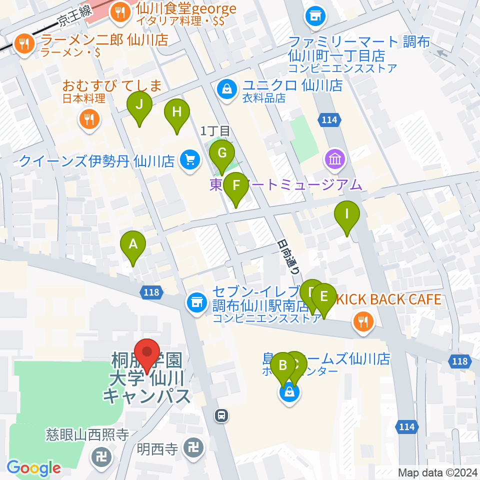 桐朋学園大学音楽学部周辺の駐車場・コインパーキング一覧地図