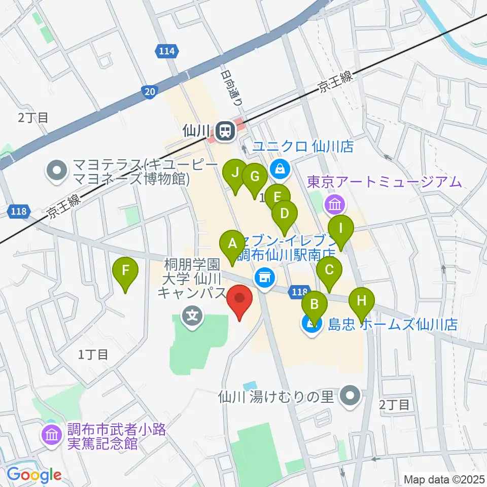 桐朋学園大学音楽学部周辺の駐車場・コインパーキング一覧地図