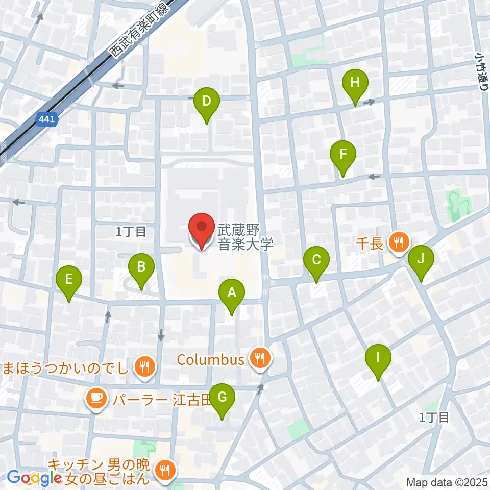 武蔵野音楽大学周辺の駐車場・コインパーキング一覧地図