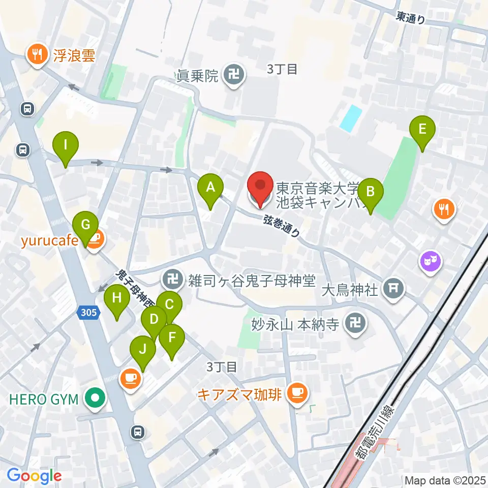東京音楽大学周辺の駐車場・コインパーキング一覧地図