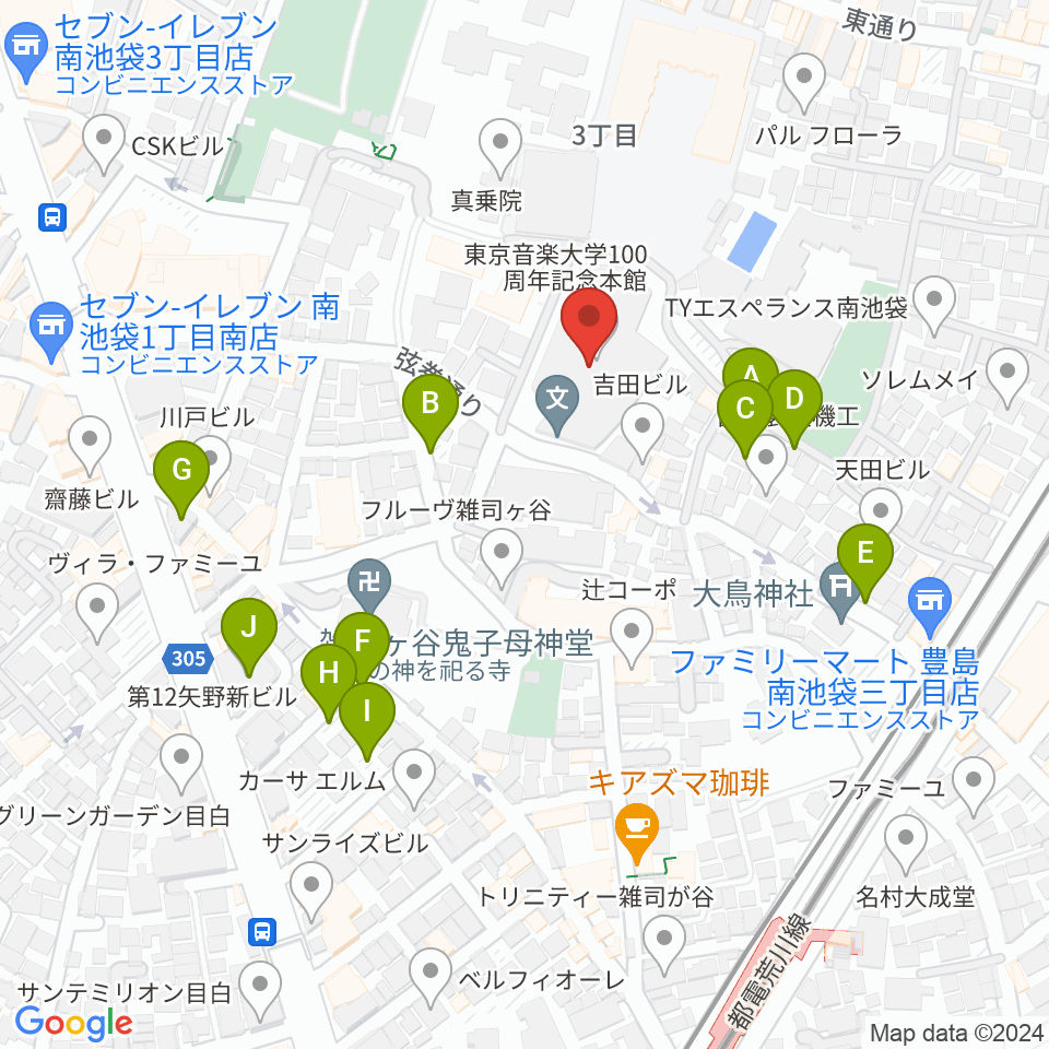 東京音楽大学付属音楽教室周辺の駐車場・コインパーキング一覧地図