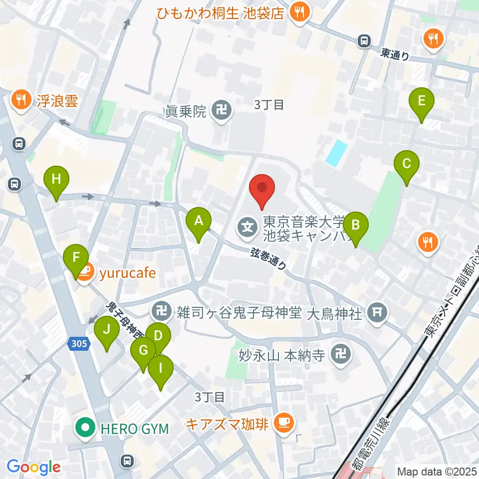 東京音楽大学付属音楽教室周辺の駐車場・コインパーキング一覧地図