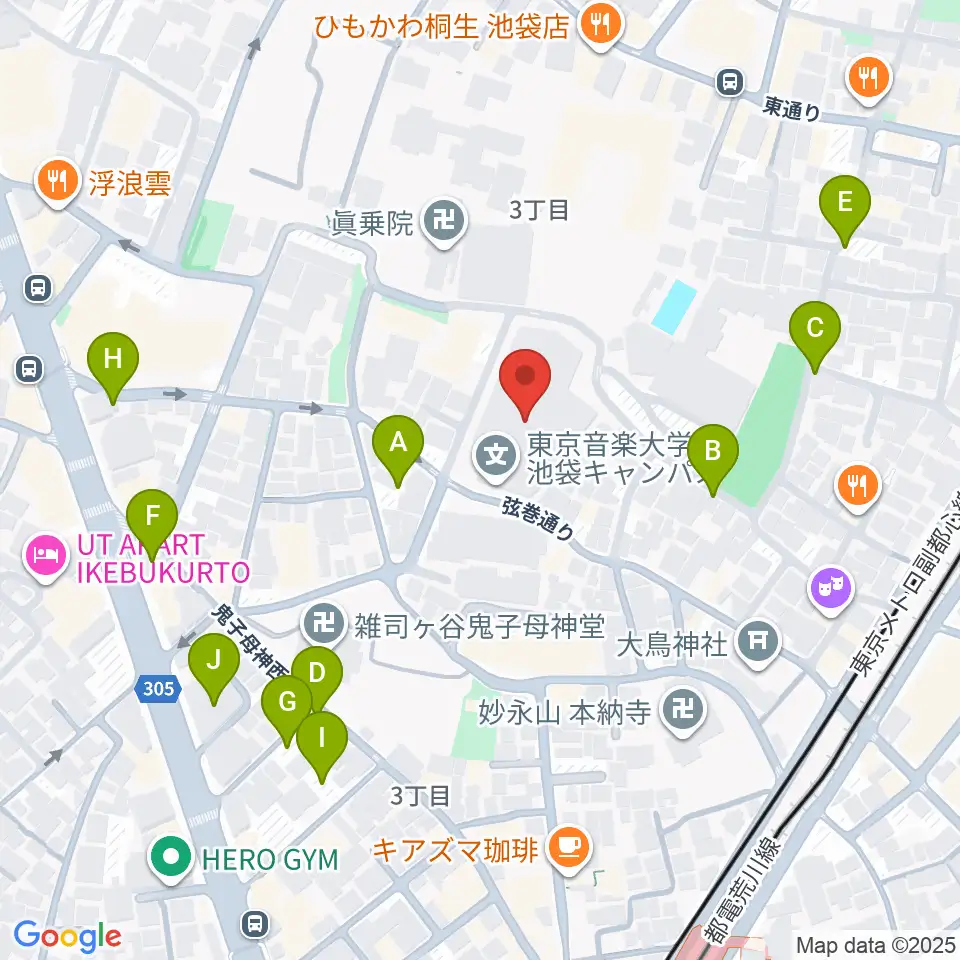 東京音楽大学付属音楽教室周辺の駐車場・コインパーキング一覧地図