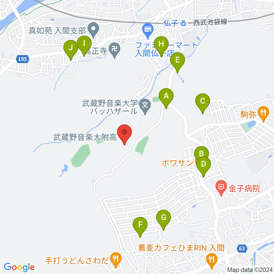 武蔵野音楽大学付属高校音楽科周辺の駐車場・コインパーキング一覧地図
