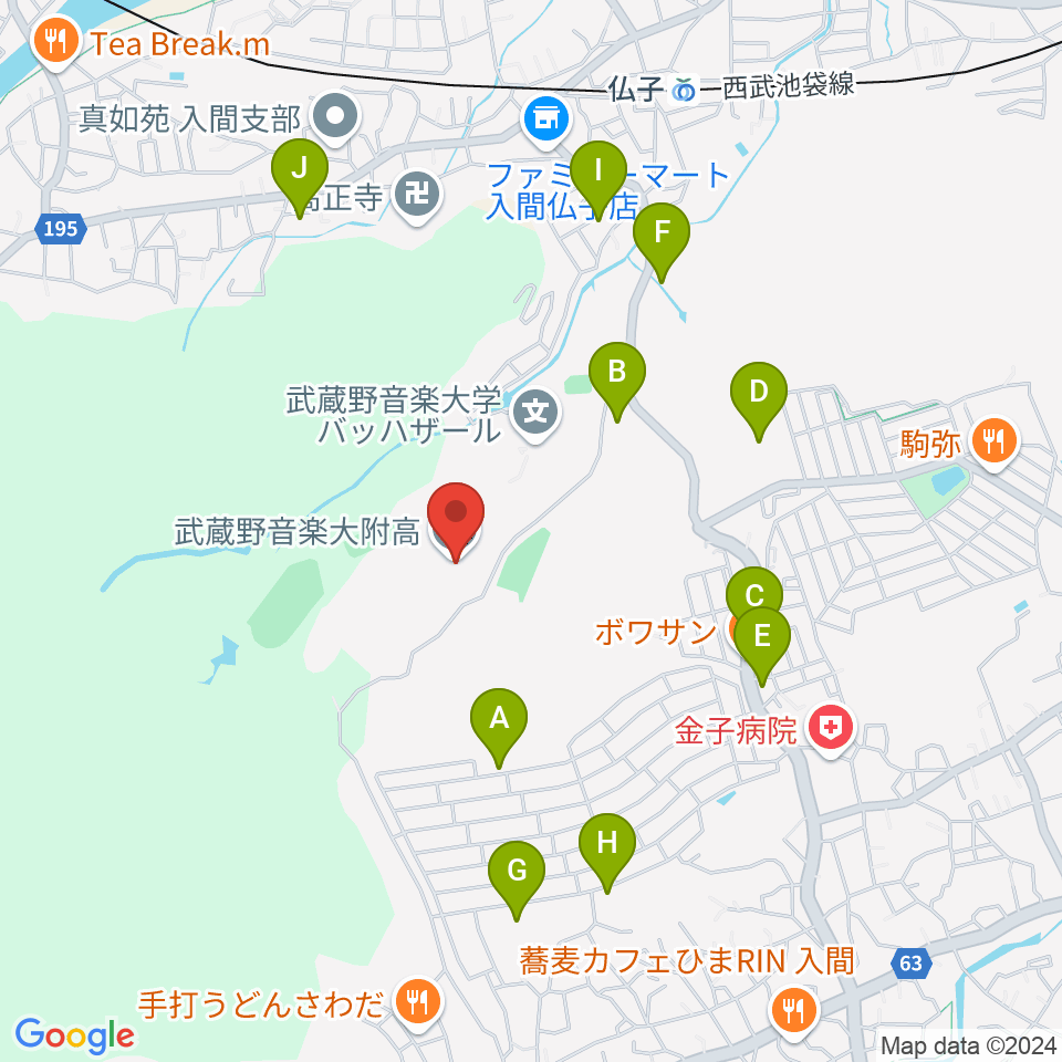 武蔵野音楽大学付属高校音楽科周辺の駐車場・コインパーキング一覧地図