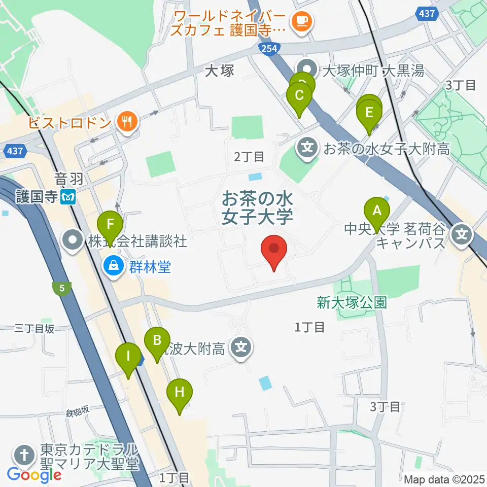 お茶の水女子大学・音楽表現コース周辺の駐車場・コインパーキング一覧地図