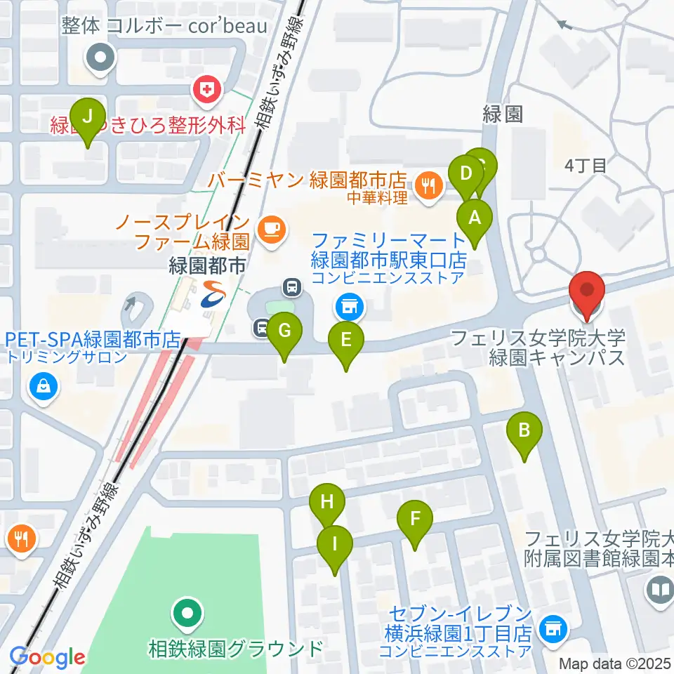 フェリス女学院大学 音楽・身体表現専攻周辺の駐車場・コインパーキング一覧地図