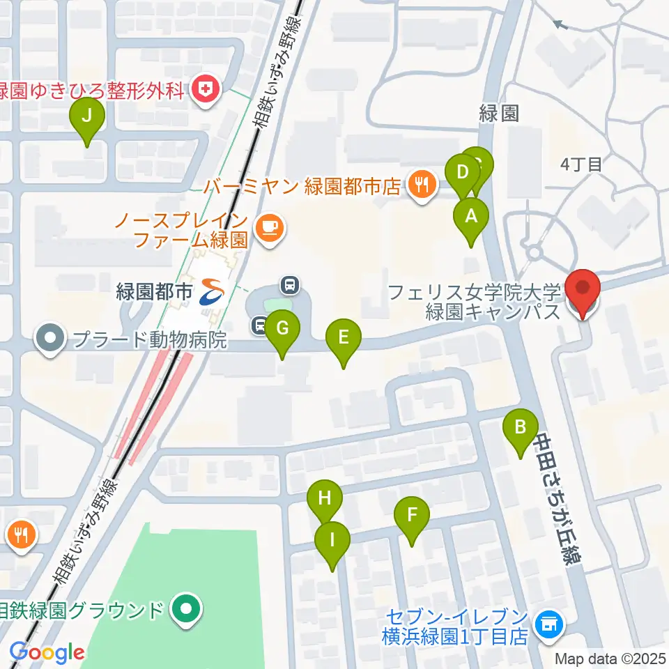 フェリス女学院大学 音楽・身体表現専攻周辺の駐車場・コインパーキング一覧地図