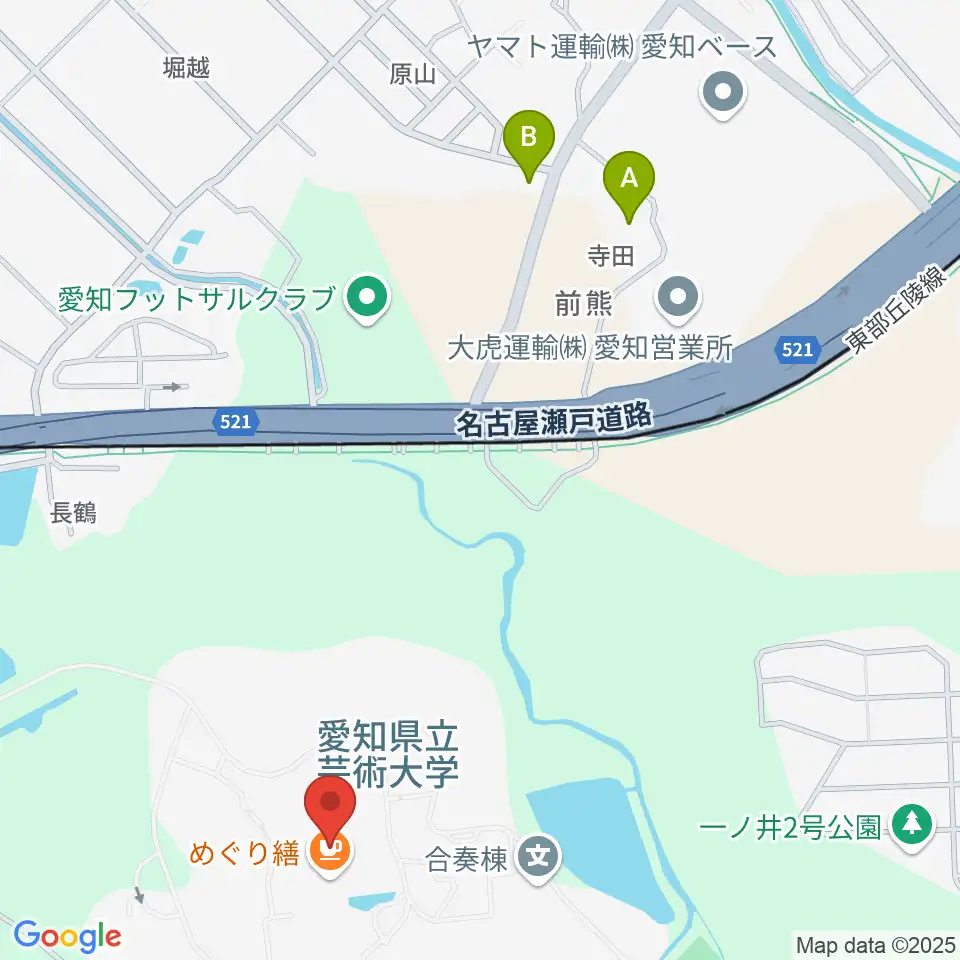 愛知県立芸術大学 音楽学部周辺の駐車場・コインパーキング一覧地図
