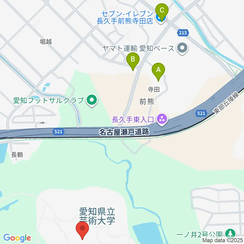 愛知県立芸術大学 音楽学部周辺の駐車場・コインパーキング一覧地図
